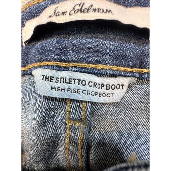 Sam Edelman Womens Stiletto Crop Boot Jeans Size 14/32 High Rise Blue Denim - Picture 3 of 16